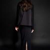 raw leather jacket,slim back slit long skirt
