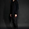 l/s shirt with leather sweater sleeves
